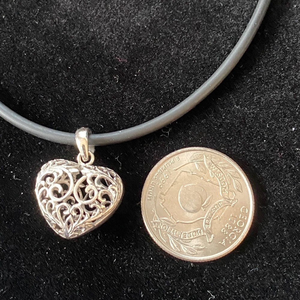 925 Sterling Silver Puffy Heart Pendant Valentine’s Day